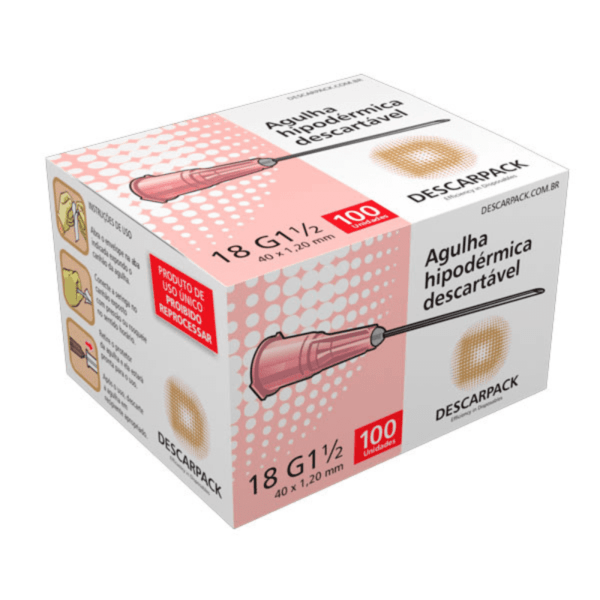 AGULHA HIPODÉRMICA DESCART. 40X12 CX C/100